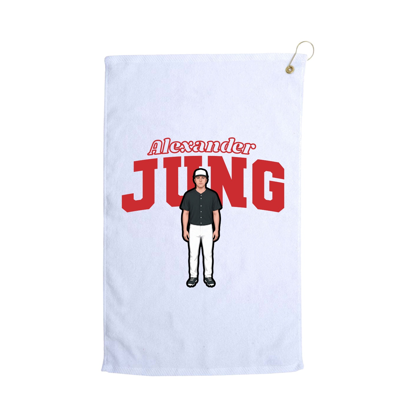 Golf Towel — Name Arch in White