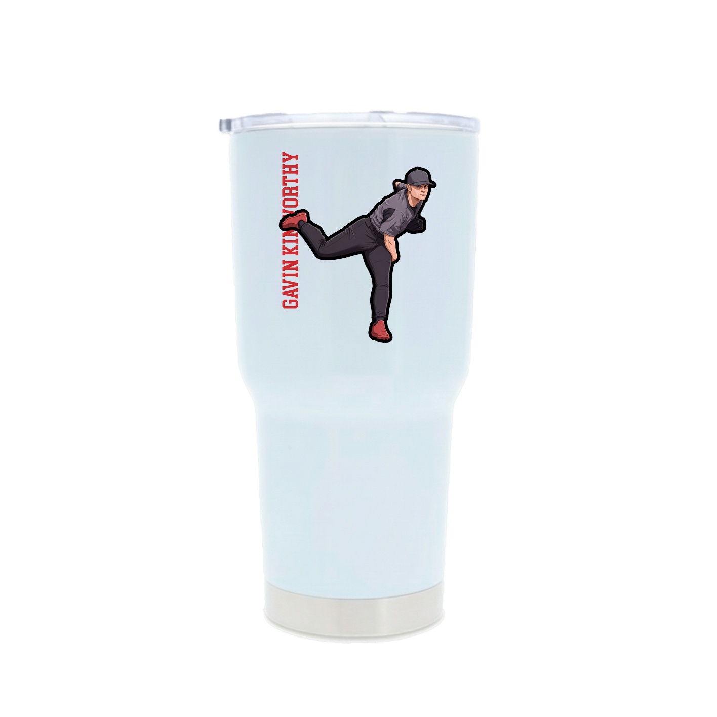 30oz Stainless Steel Tumbler — Name Vertical in White