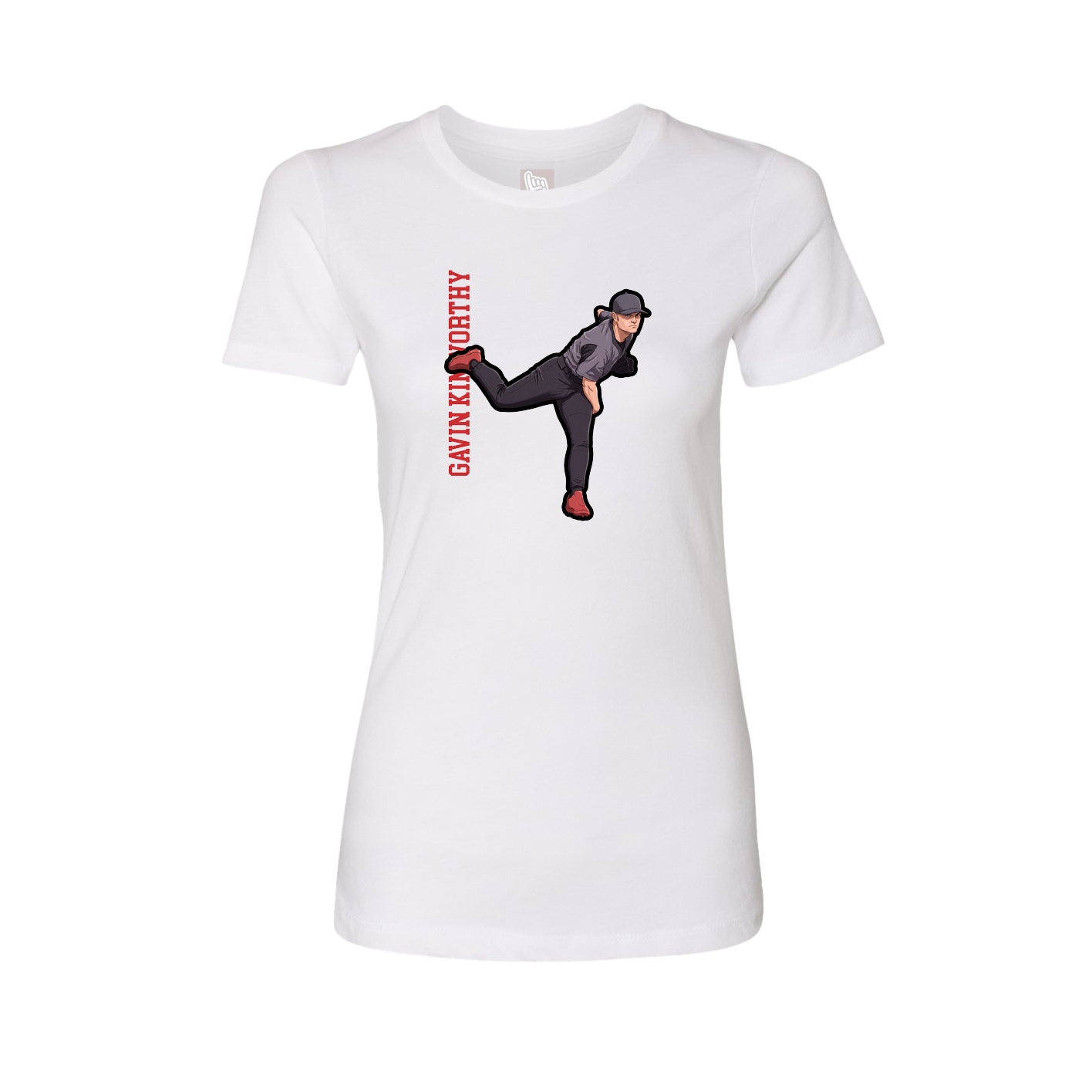 Fitted Women's Tee — Name Vertical in White