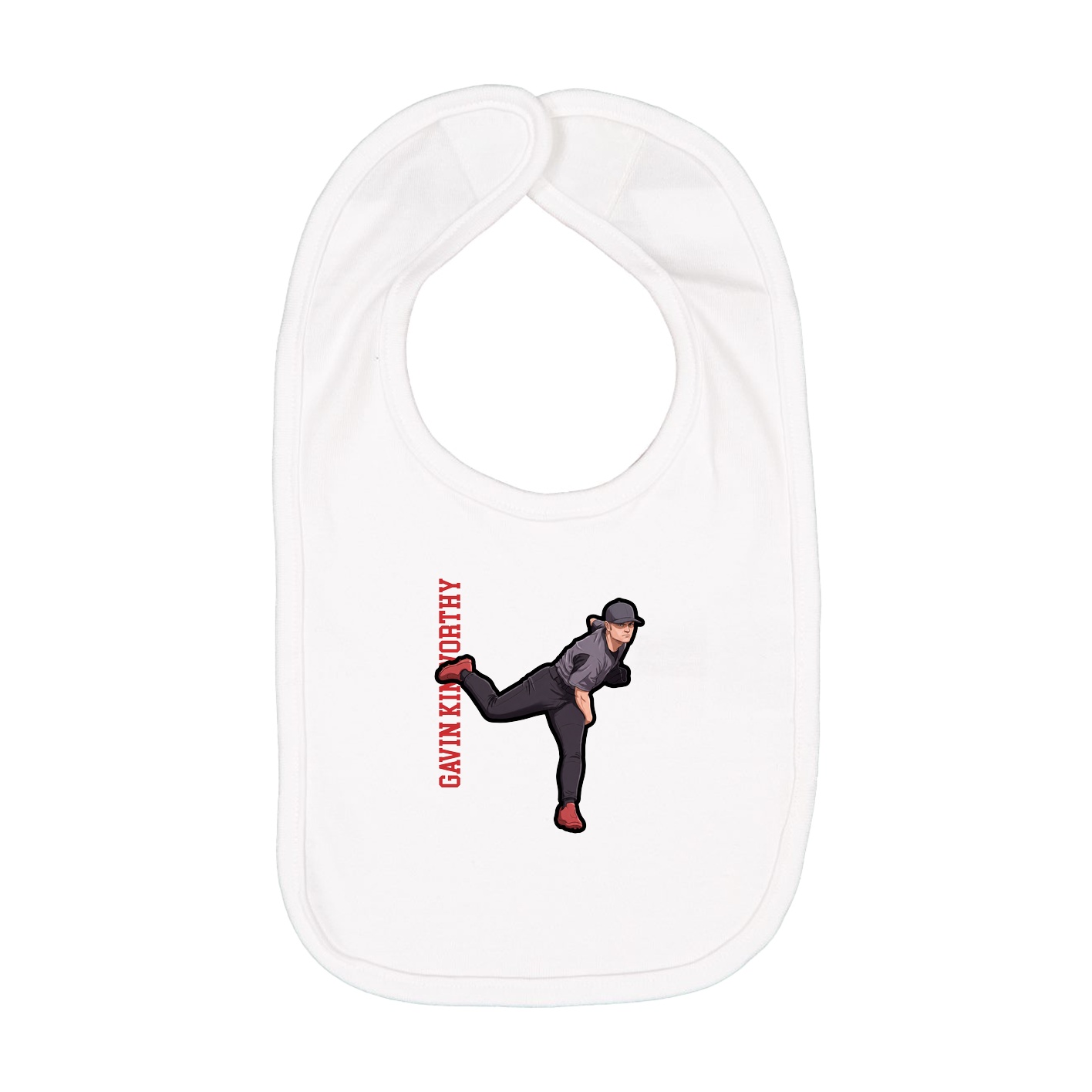 Infant Bib — Name Vertical in White