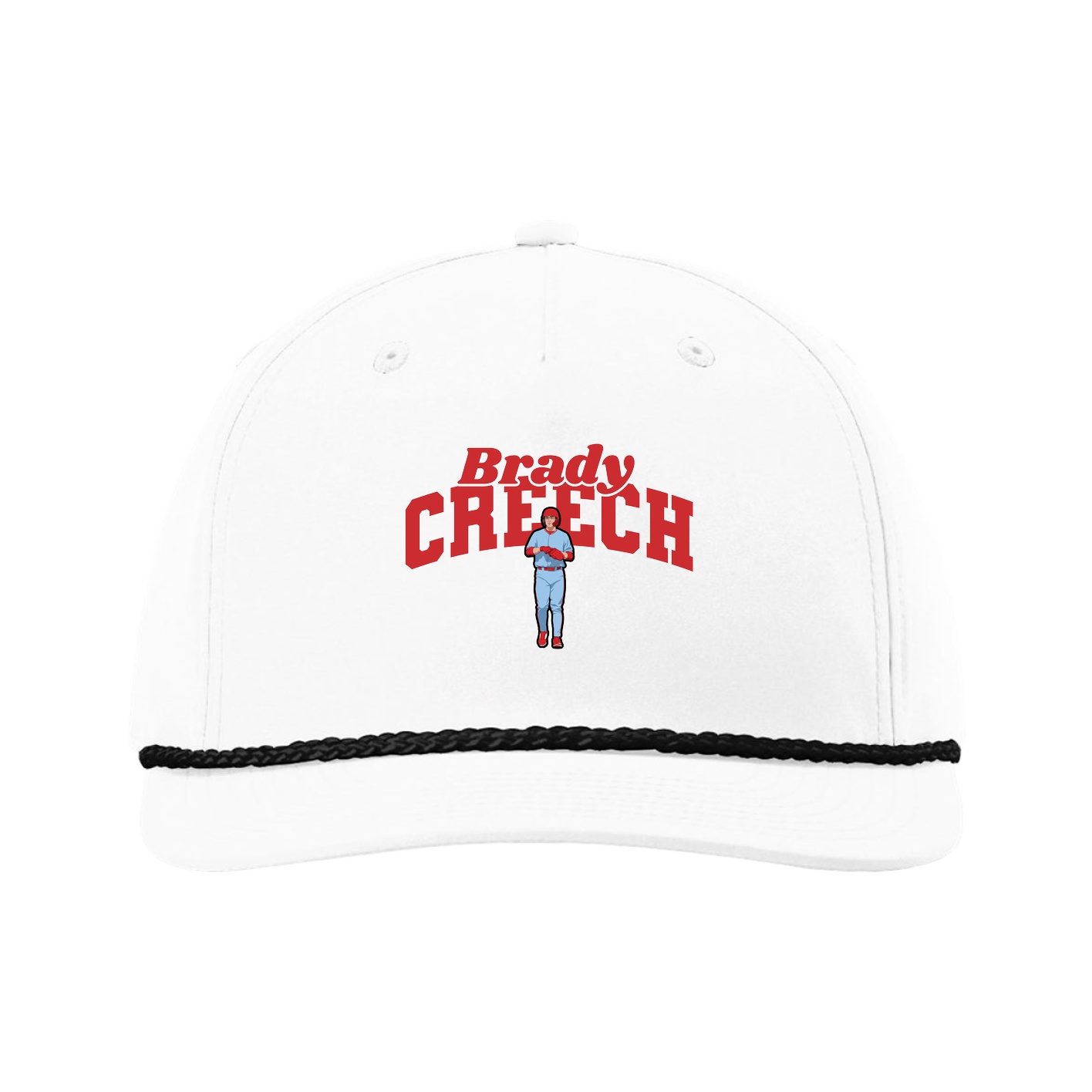 Five-Panel Classic Rope Cap — Signature Arch in White