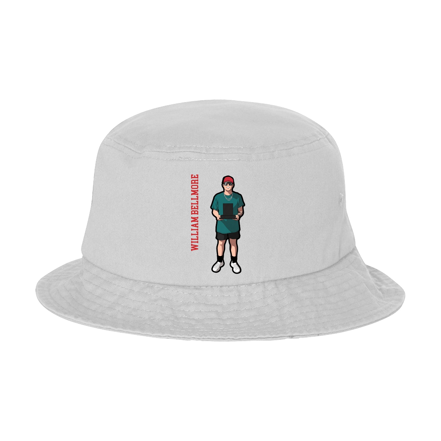 Bucket Cap — Name Vertical in White