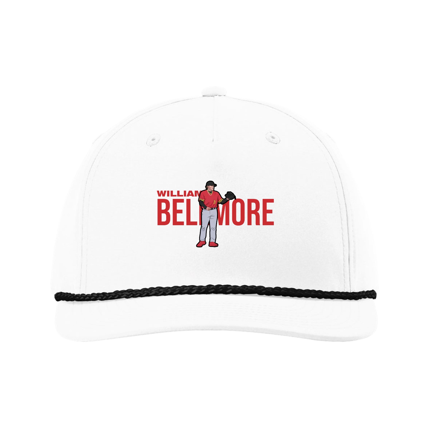 Five-Panel Classic Rope Cap — Player Name in White