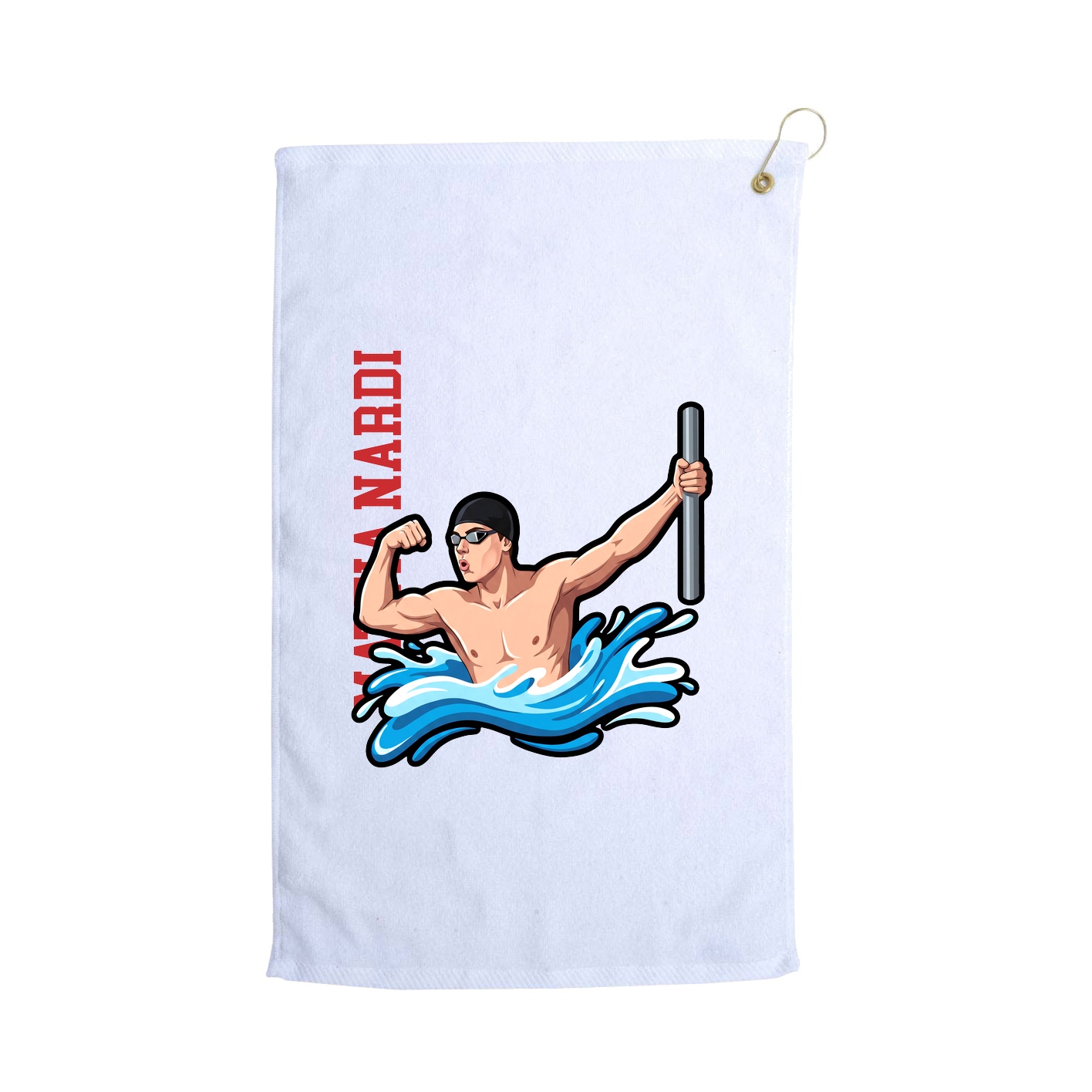 Golf Towel — Name Vertical in White
