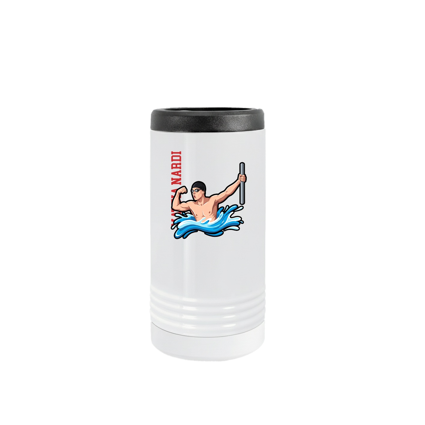 Slim Beverage Holder — Name Vertical in White