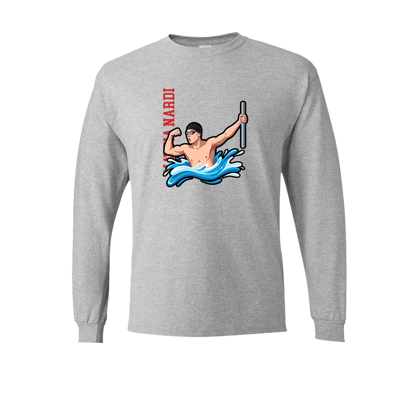 Long Sleeve Tee — Name Vertical in Grey
