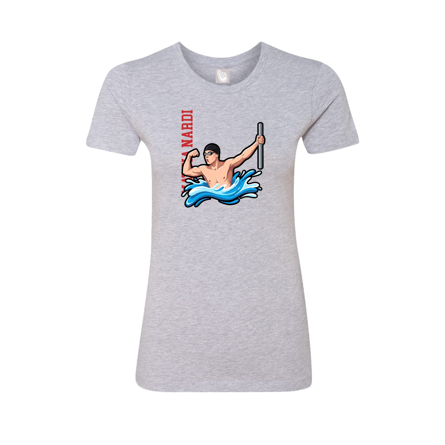 Fitted Women's Tee — Name Vertical in Grey