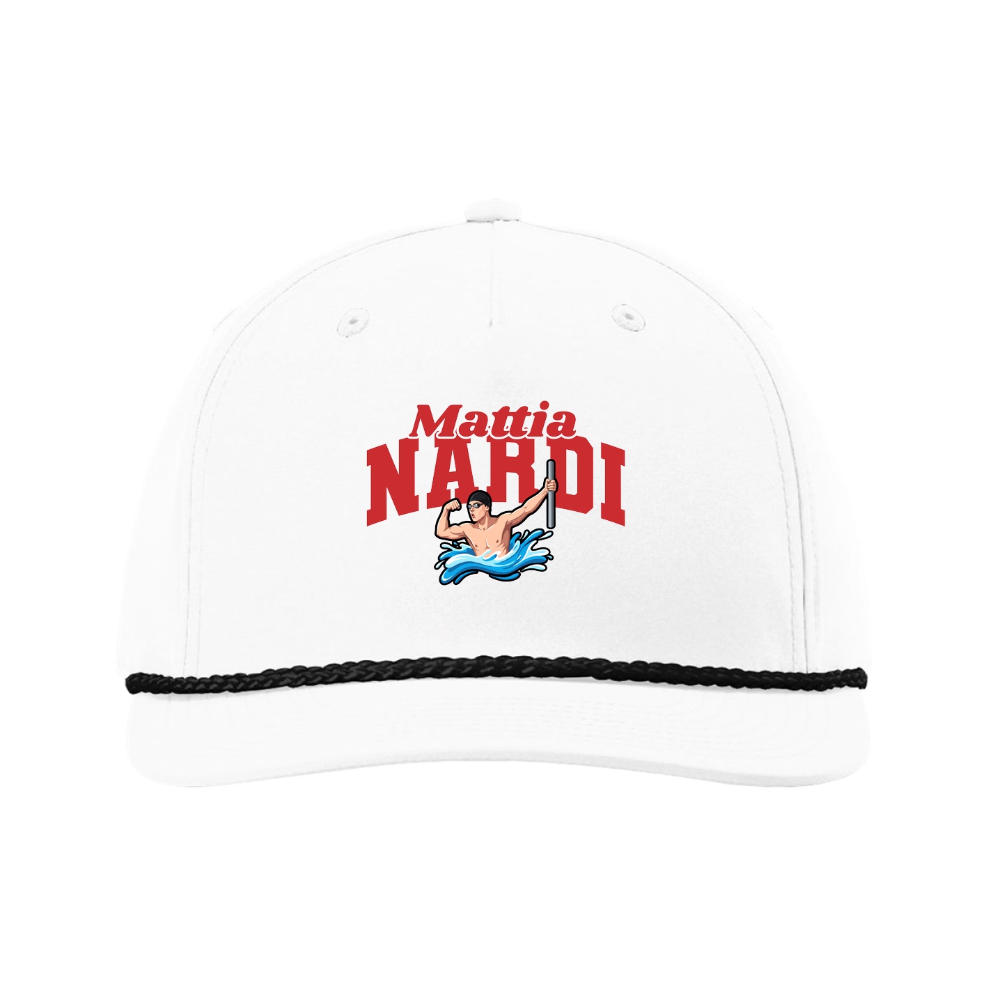 Five-Panel Classic Rope Cap — Signature Arch in White