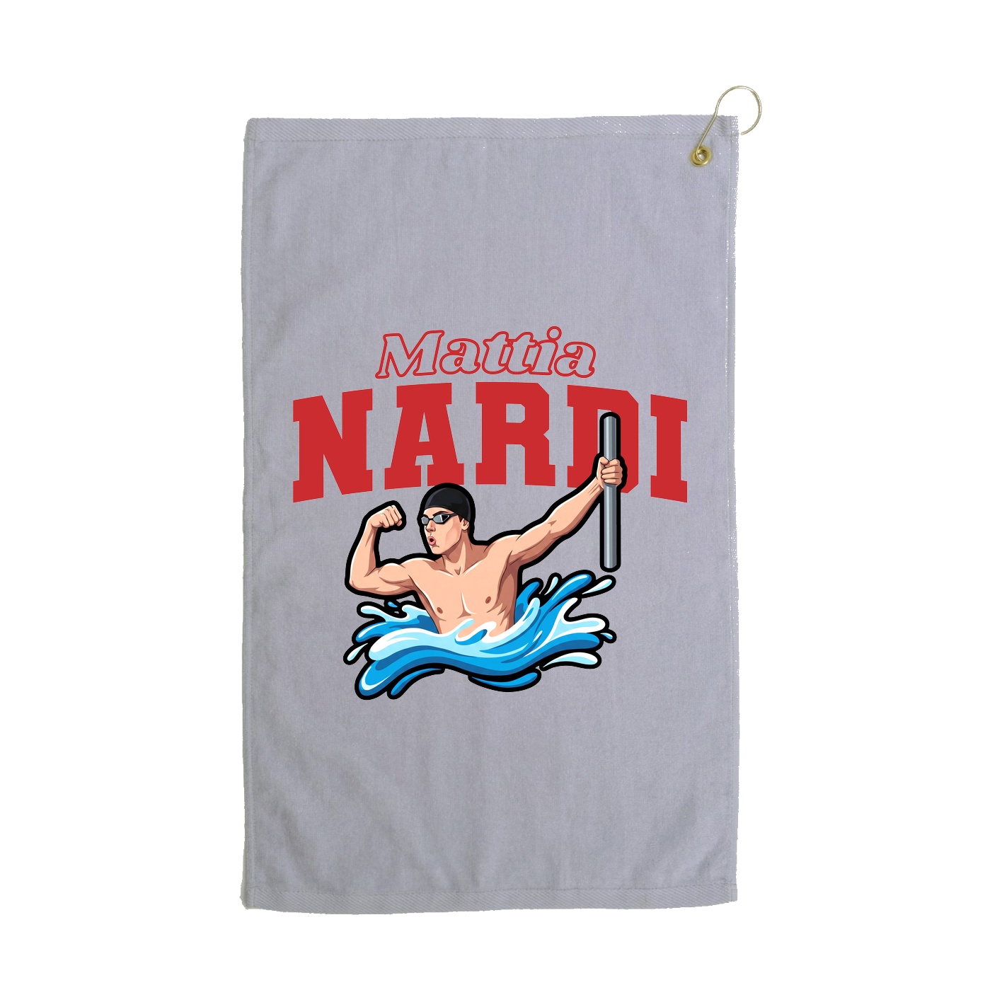 Golf Towel — Name Arch in Grey