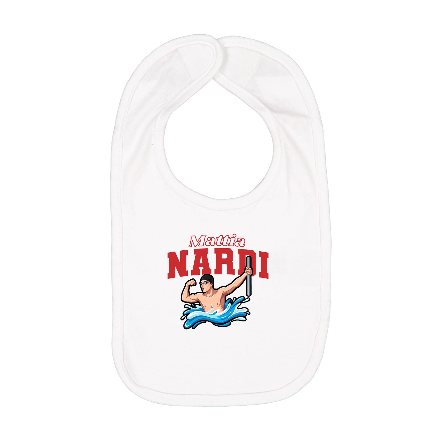 Infant Bib — Name Arch in White