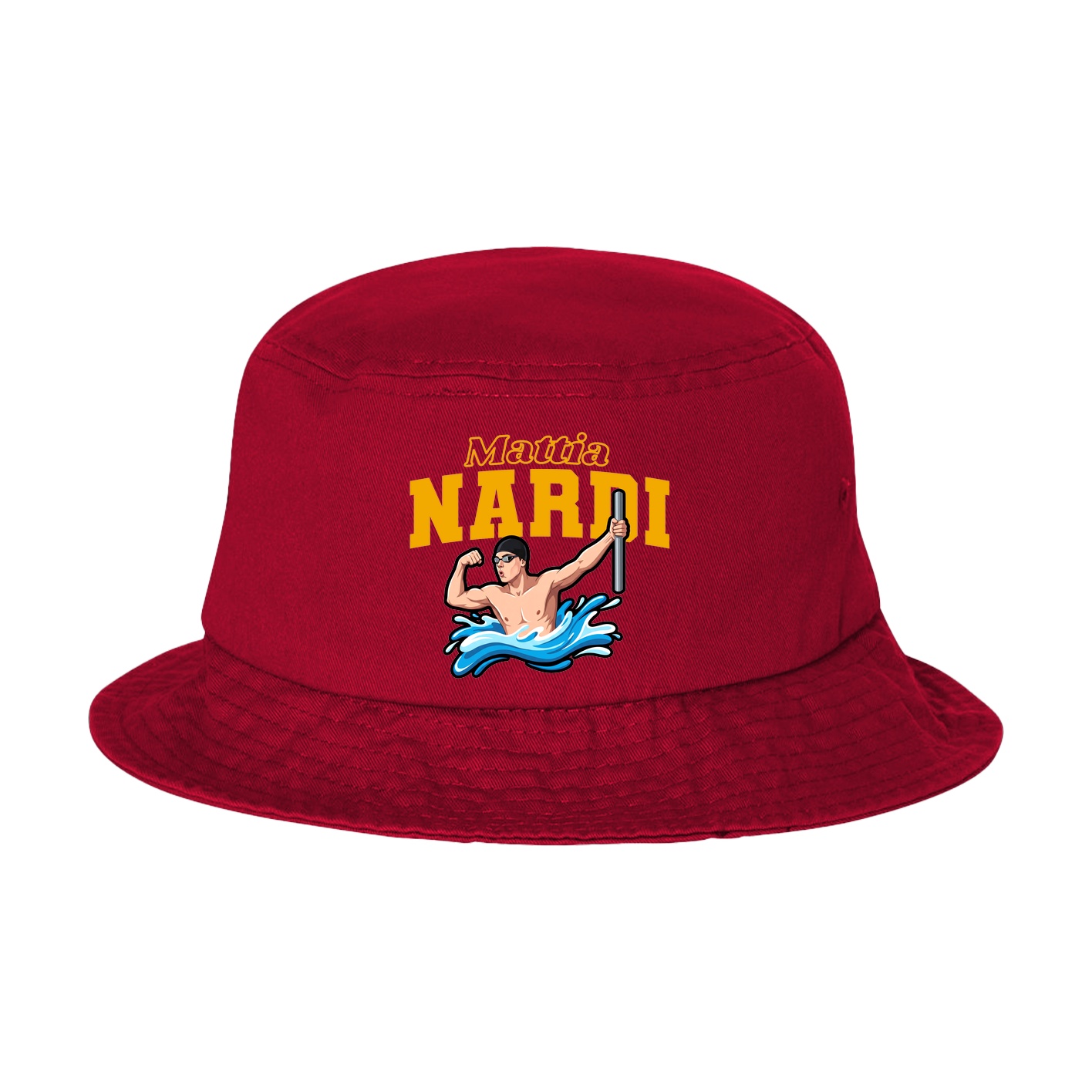 Bucket Cap — Name Arch in Red