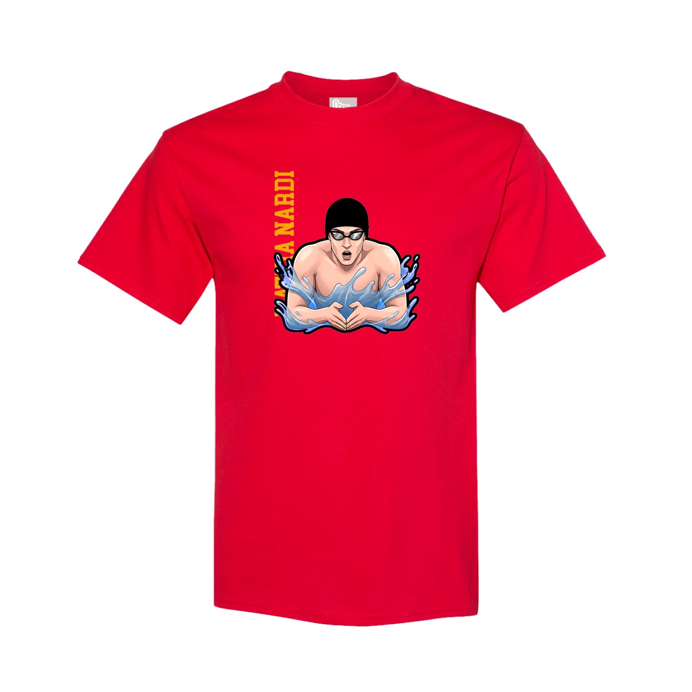Tee — Name Vertical in Red