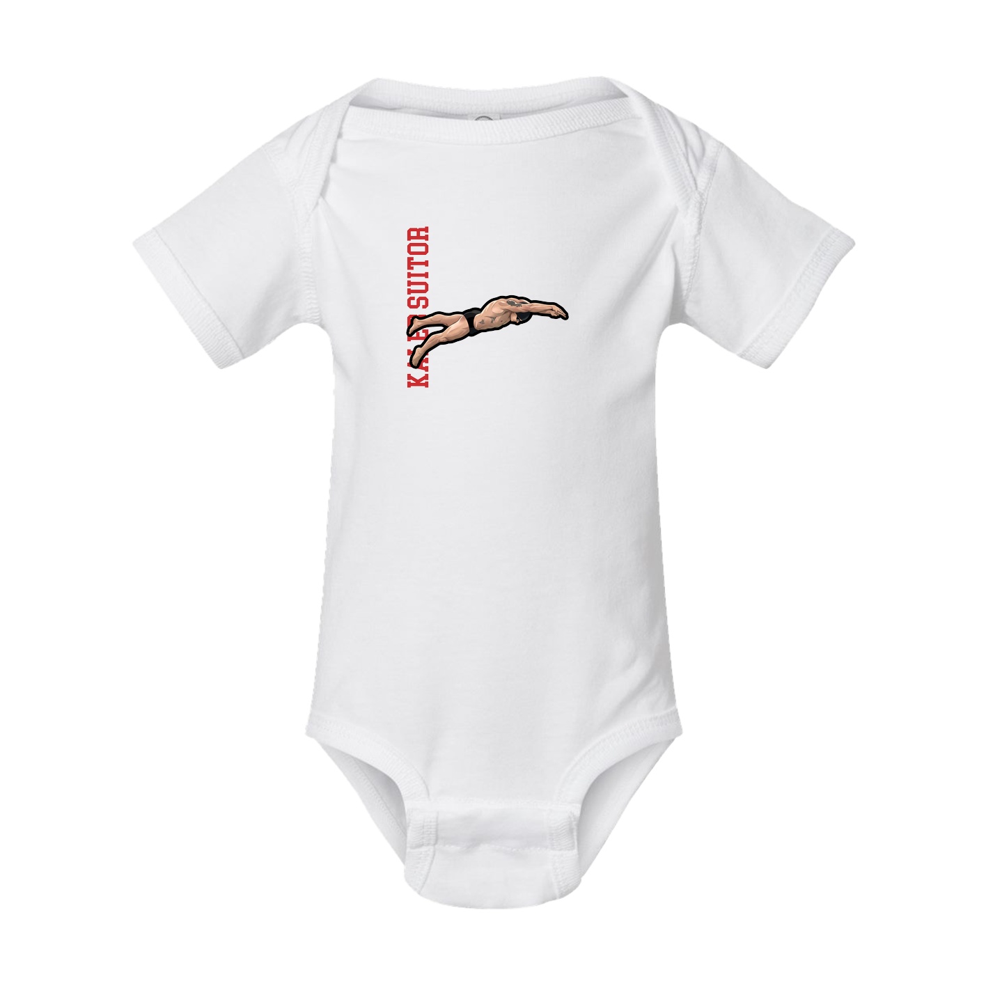 Baby Onesie — Name Vertical in White