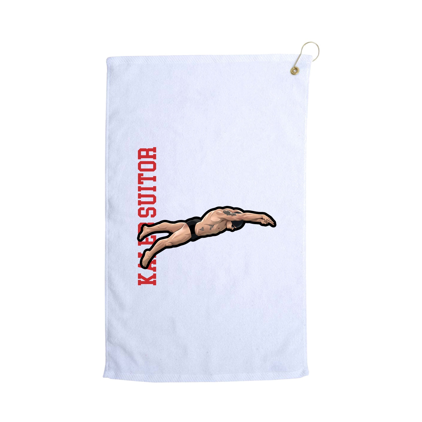 Golf Towel — Name Vertical in White