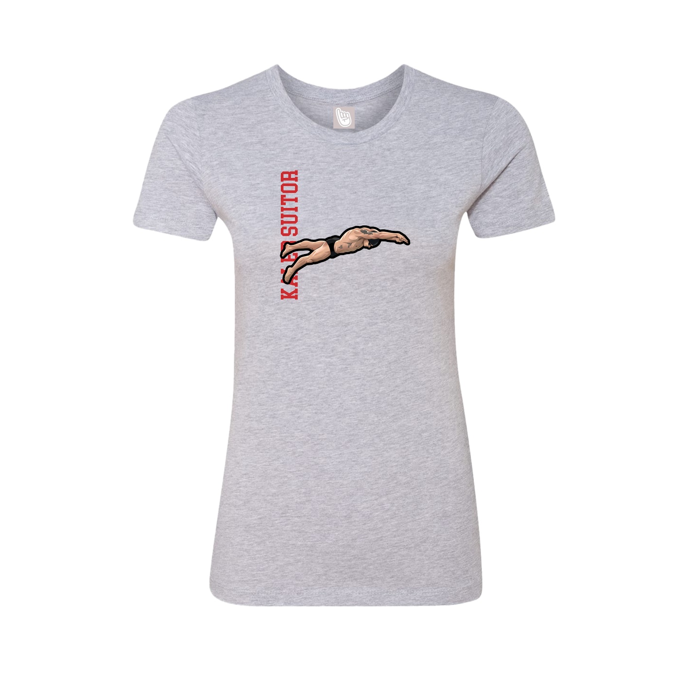 Fitted Women's Tee — Name Vertical in Grey
