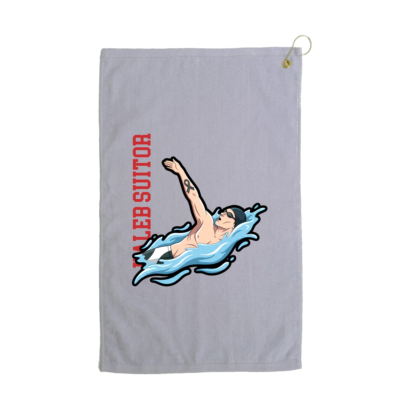 Golf Towel — Name Vertical in Grey