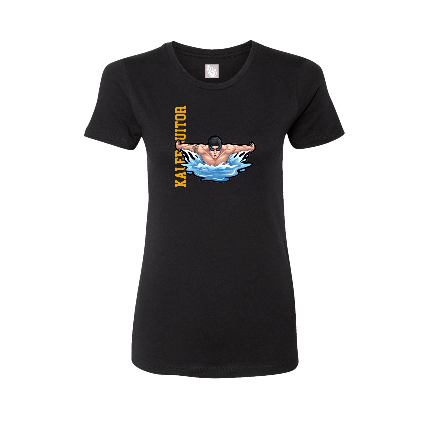 Fitted Women's Tee — Name Vertical in Black