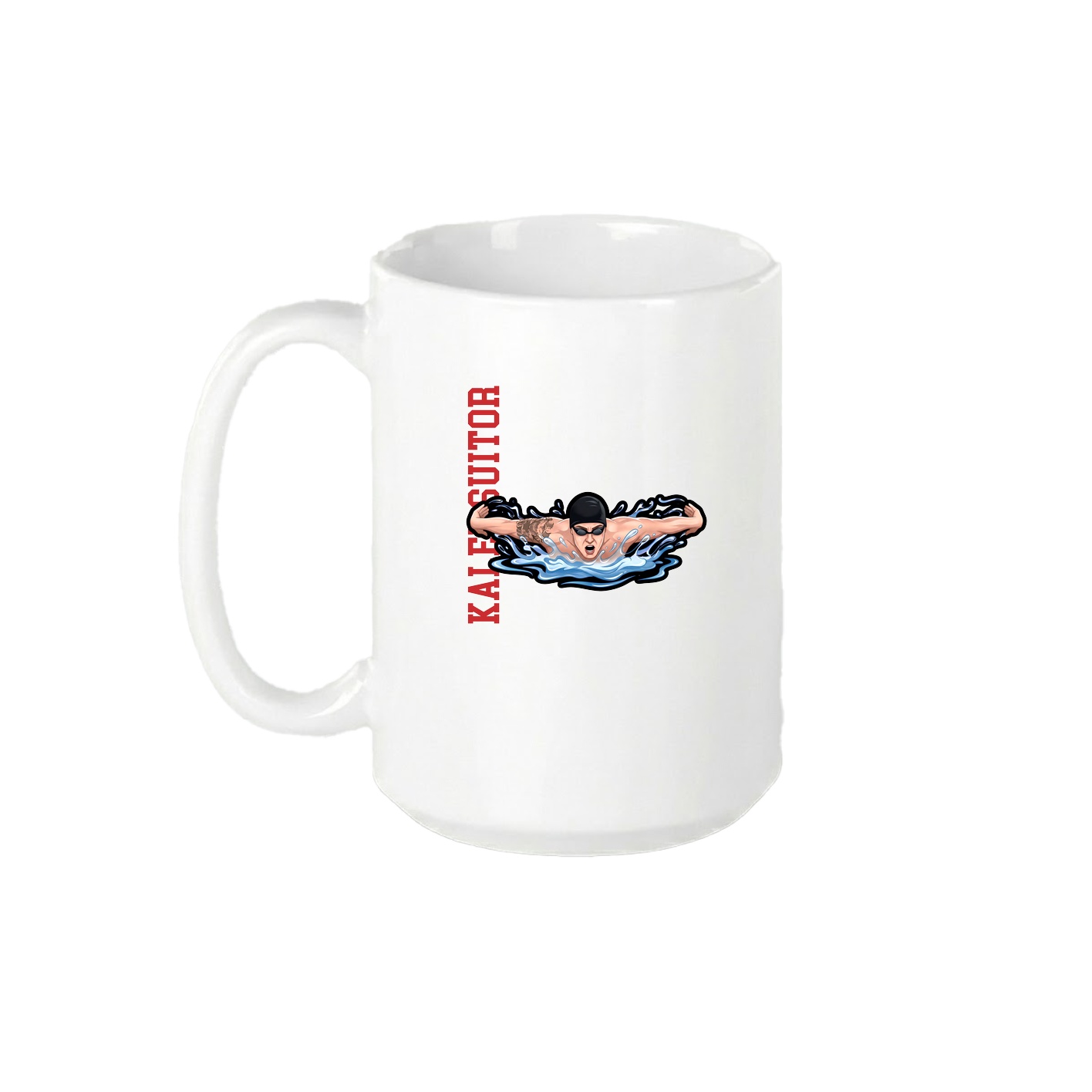 15oz Coffee Mug — Name Vertical in White