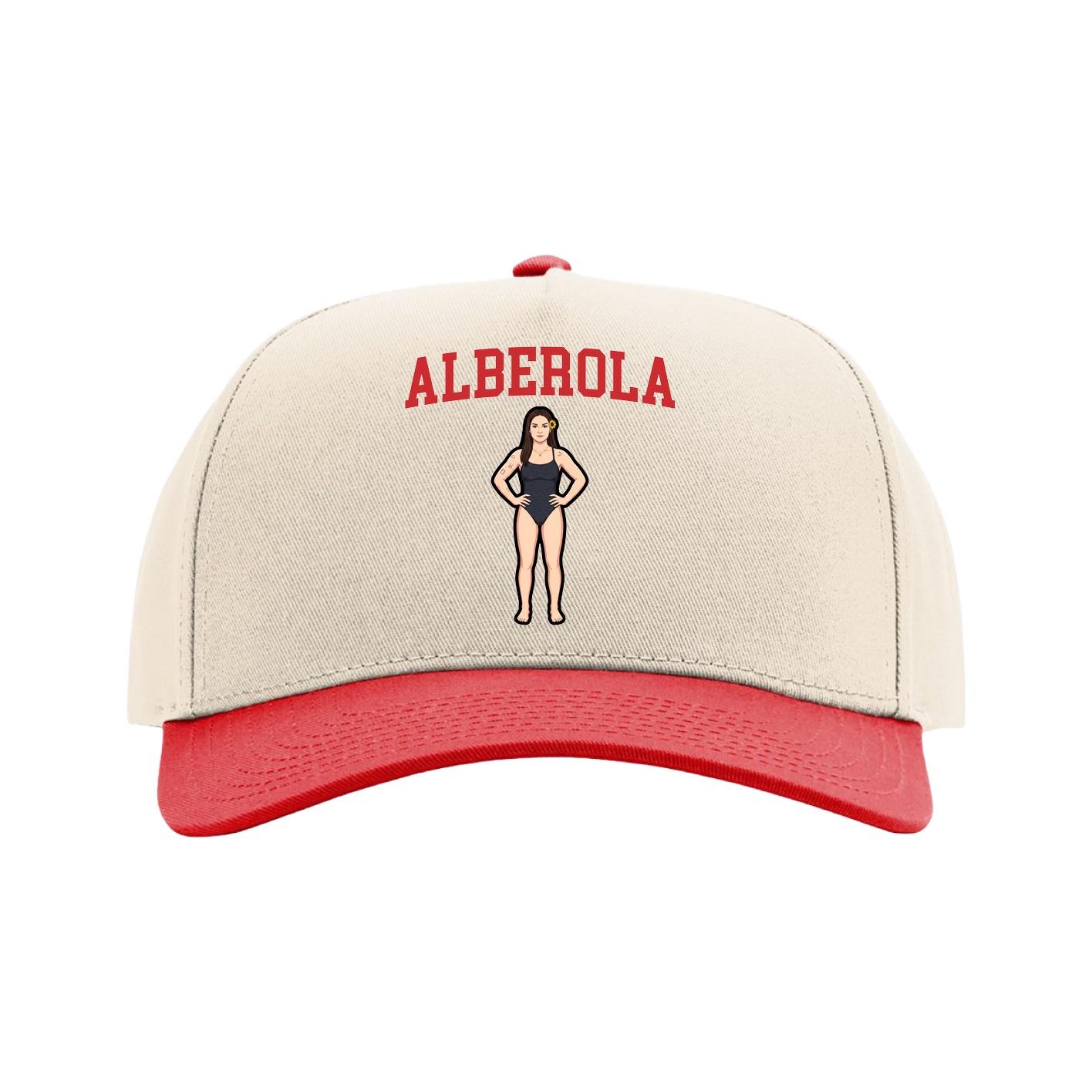 Full Fabric Five-Panel Champ Cap — Shirsey in Cream/Red