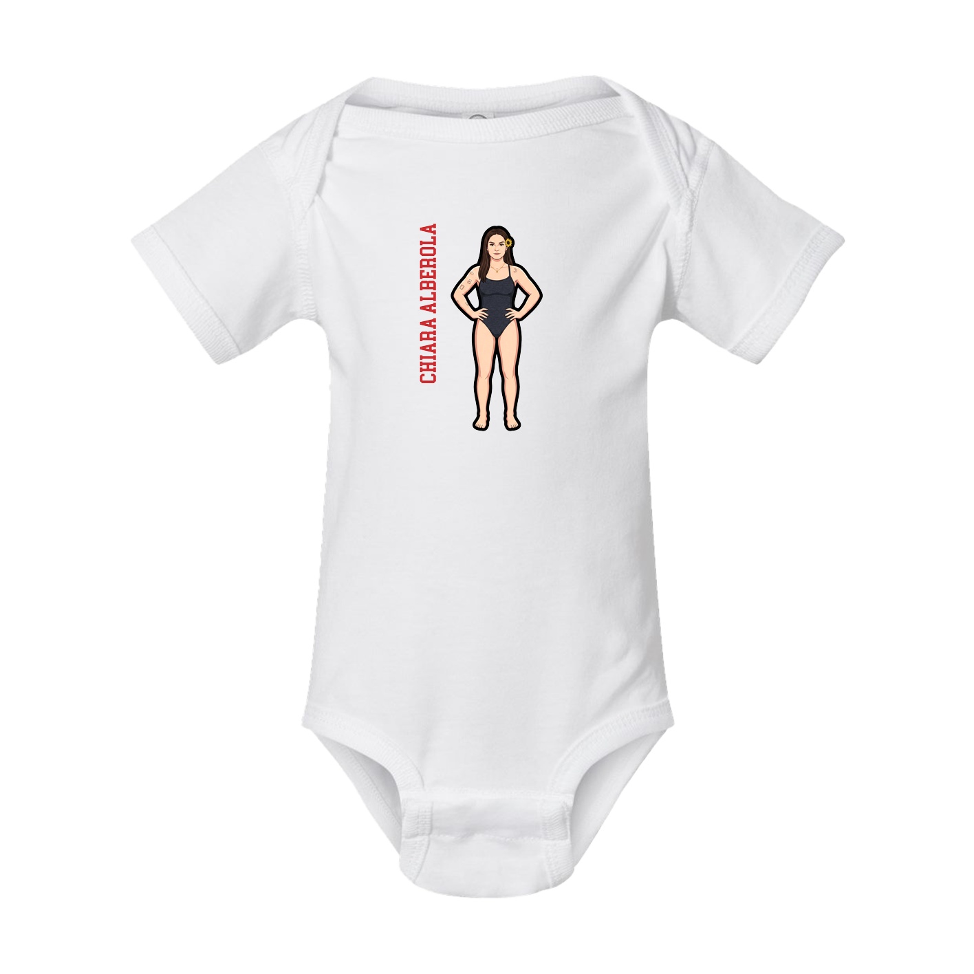 Baby Onesie — Name Vertical in White