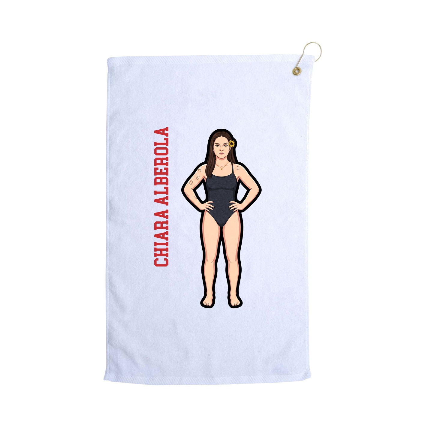 Golf Towel — Name Vertical in White