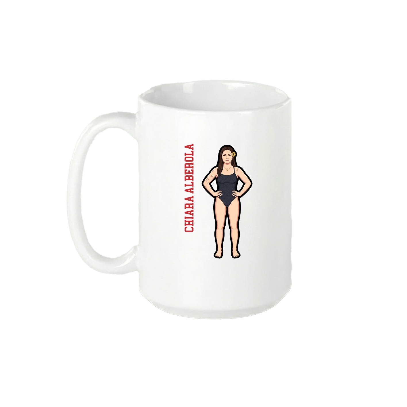 15oz Coffee Mug — Name Vertical in White