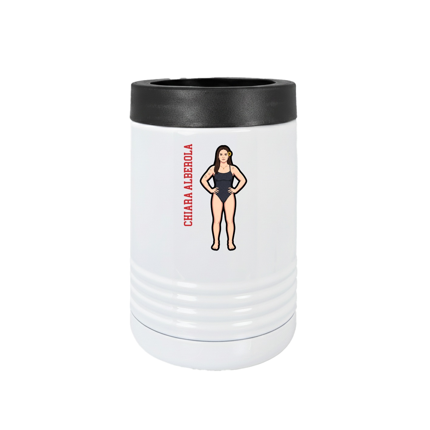 Beverage Holder — Name Vertical in White
