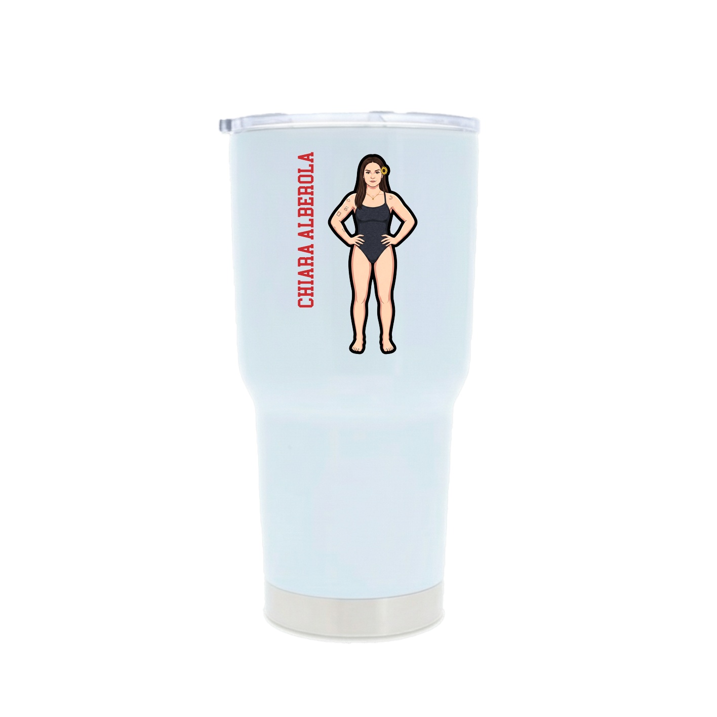30oz Stainless Steel Tumbler — Name Vertical in White