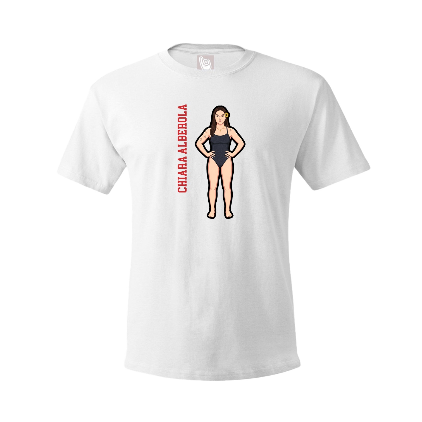 Tee — Name Vertical in White
