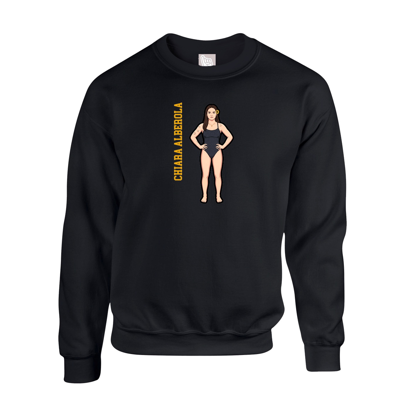 Fleece Crew — Name Vertical in Black