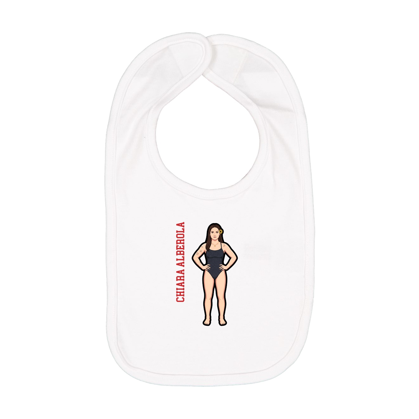 Infant Bib — Name Vertical in White