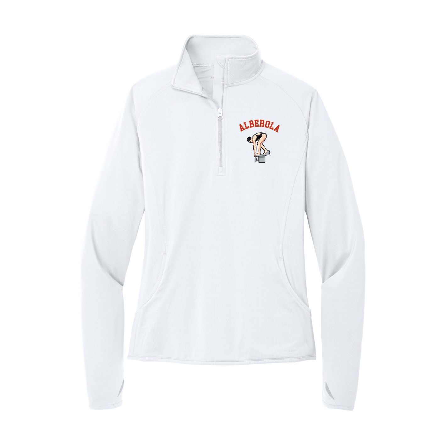 Women's Q-Zip Pullover — Shirsey Arch in White