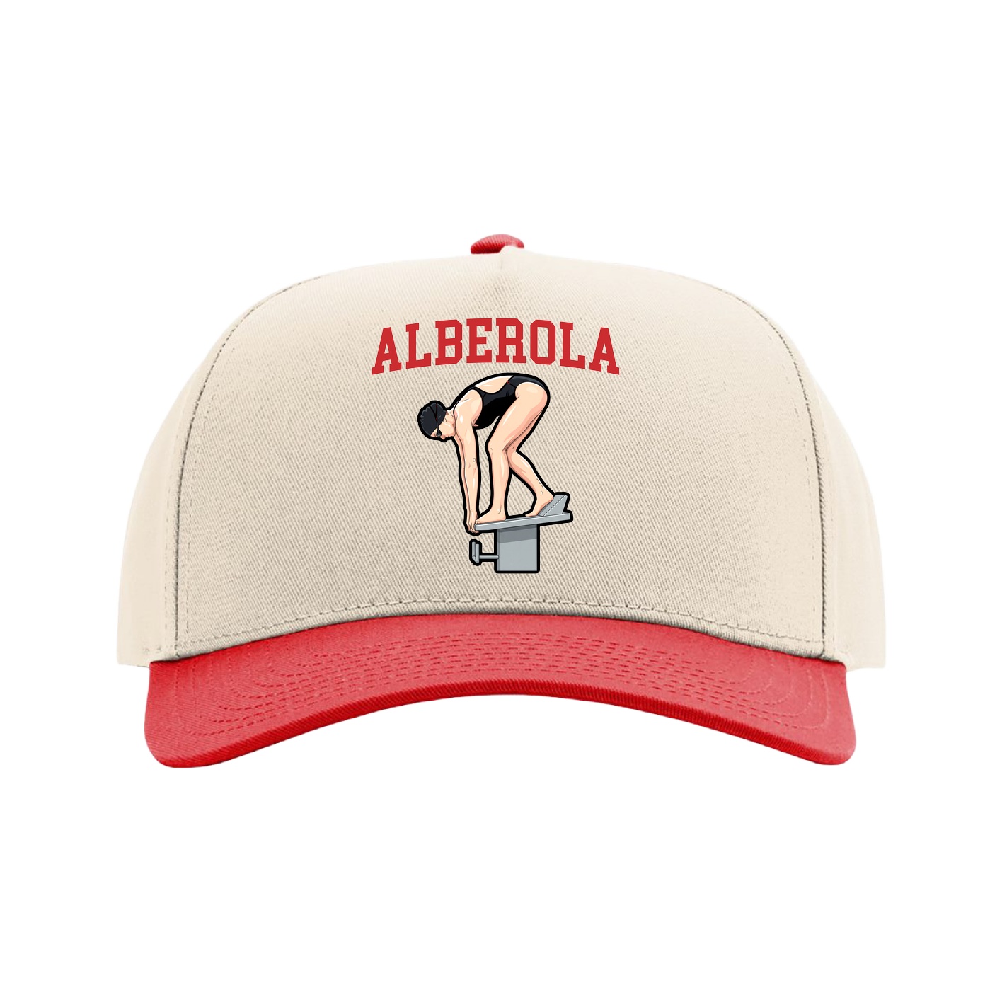 Full Fabric Five-Panel Champ Cap — Shirsey in Cream/Red