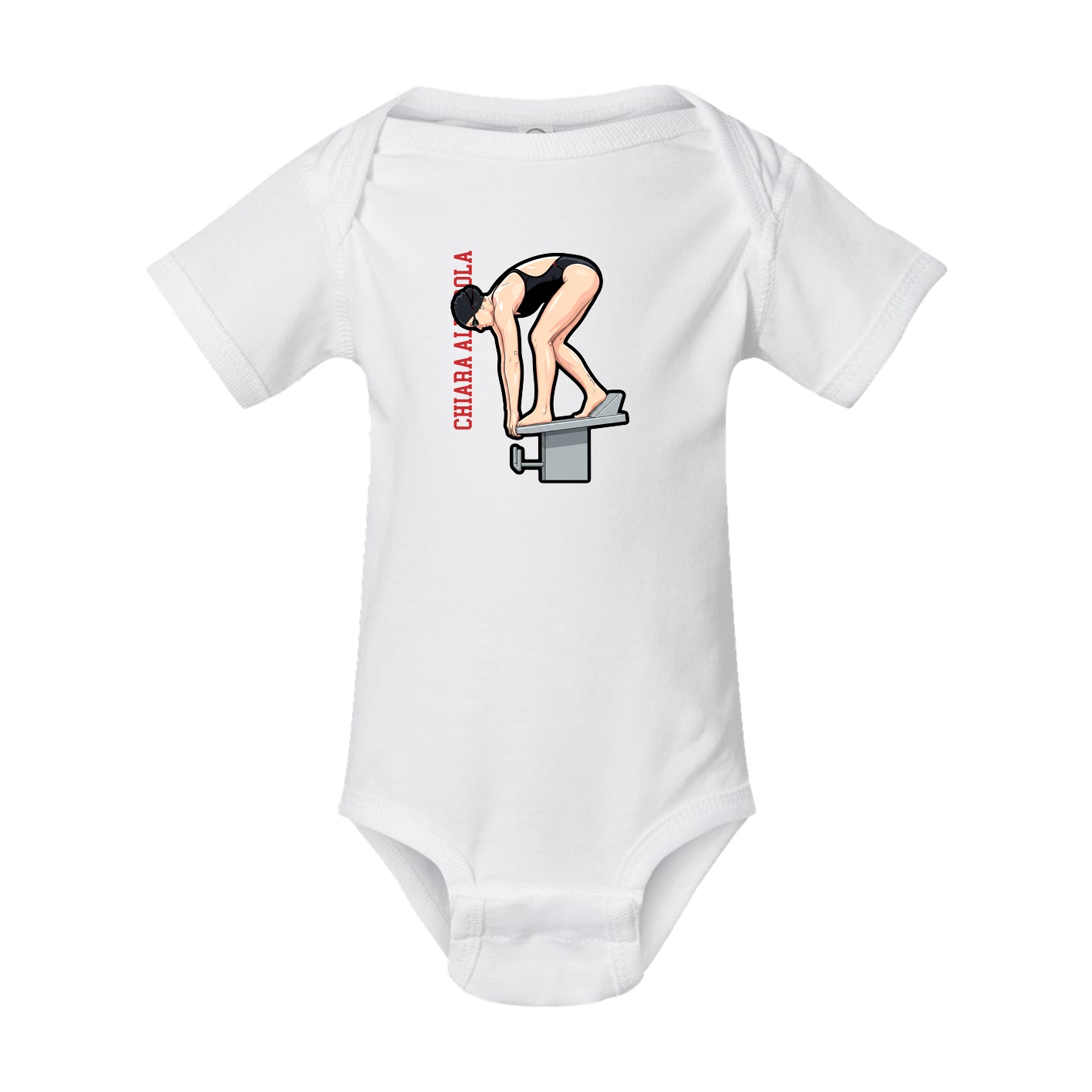 Baby Onesie — Name Vertical in White