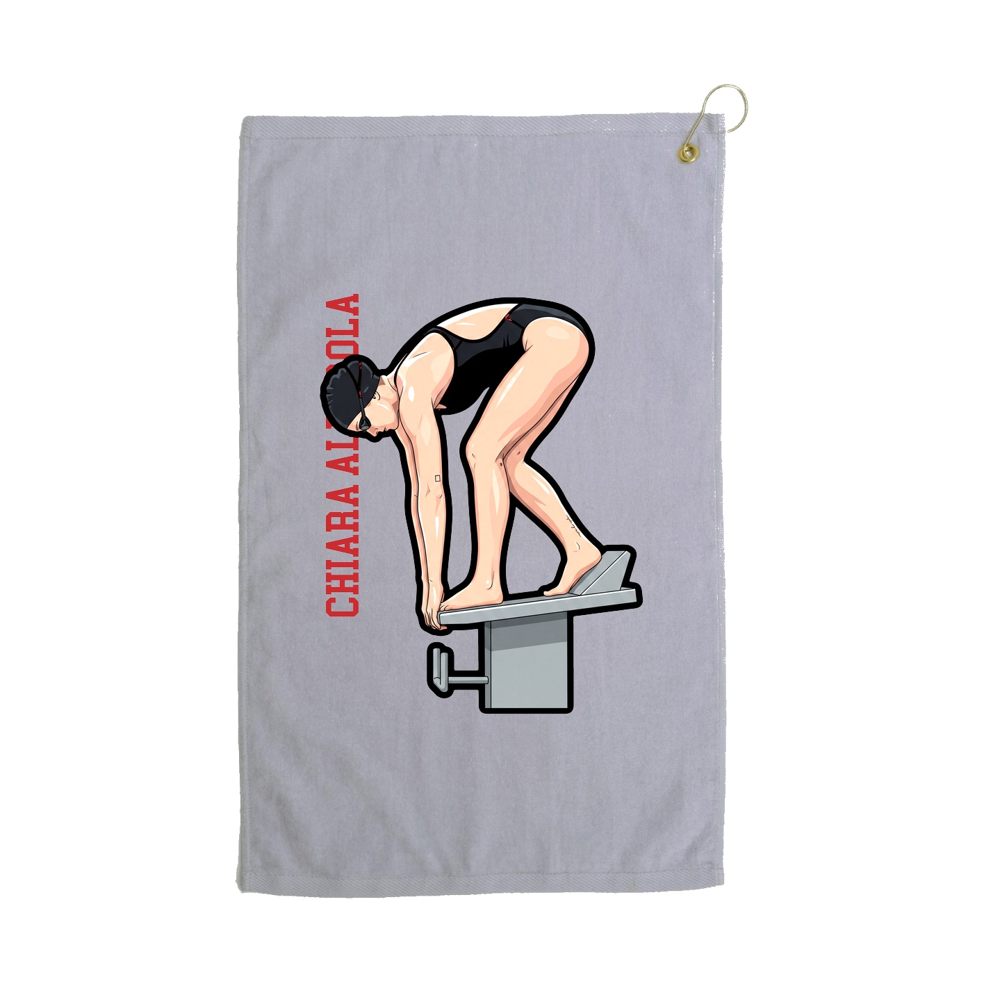 Golf Towel — Name Vertical in Grey