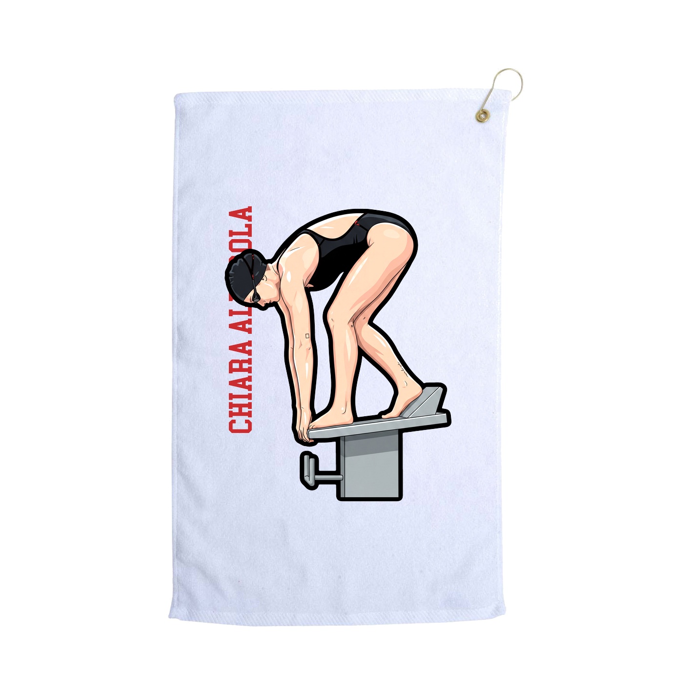 Golf Towel — Name Vertical in White