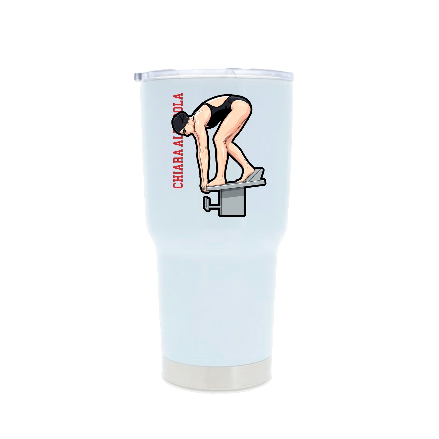 30oz Stainless Steel Tumbler — Name Vertical in White