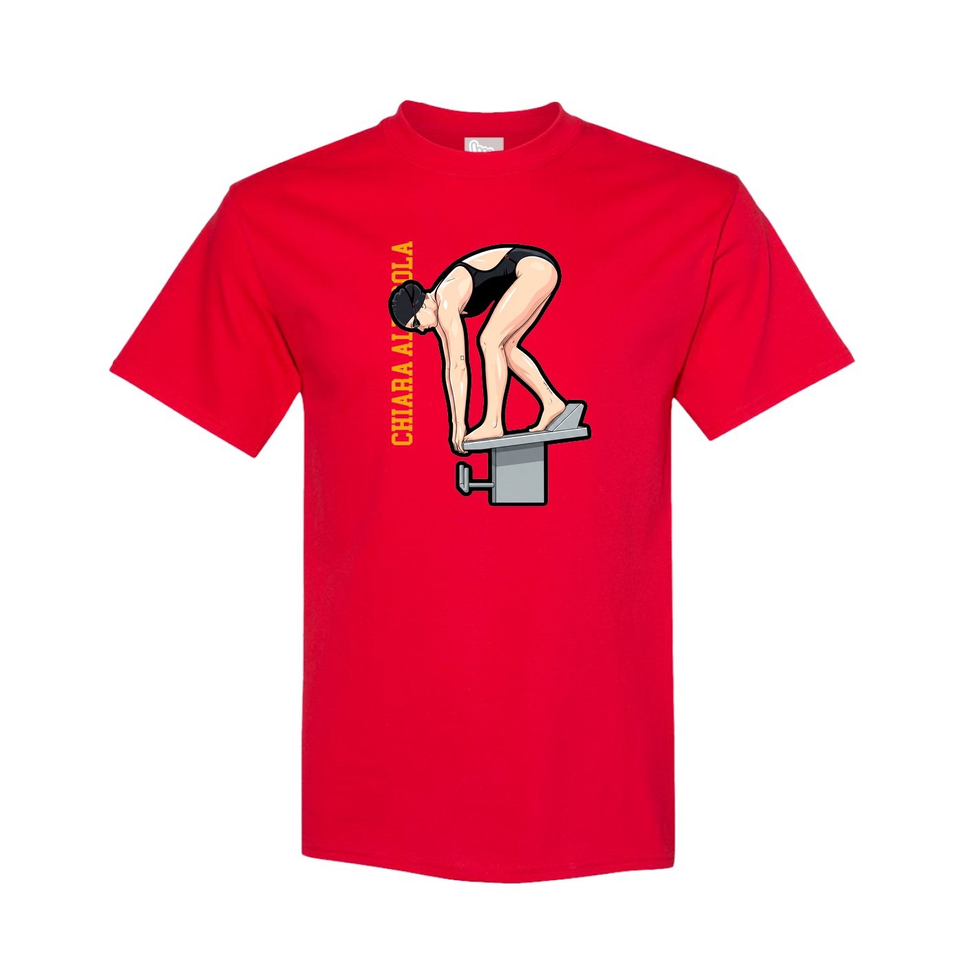 Tee — Name Vertical in Red