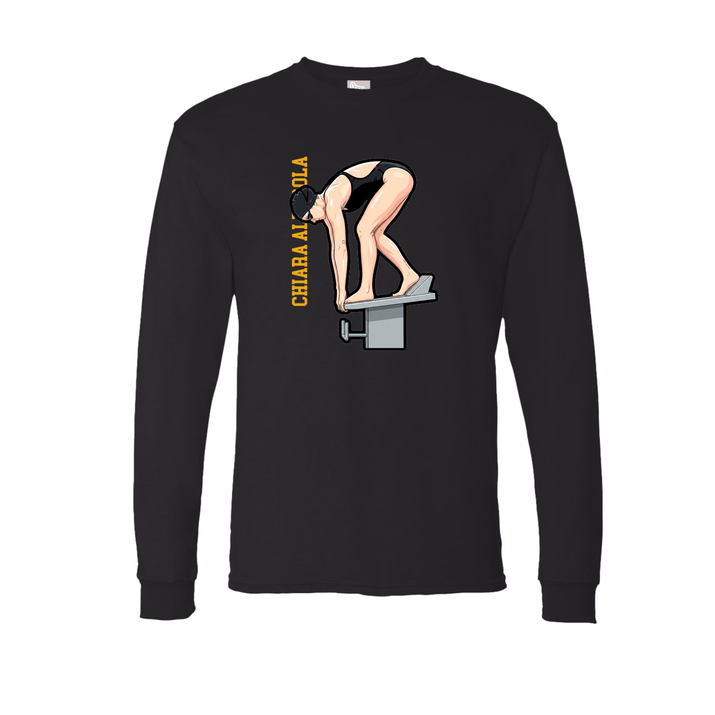 Long Sleeve Tee — Name Vertical in Black