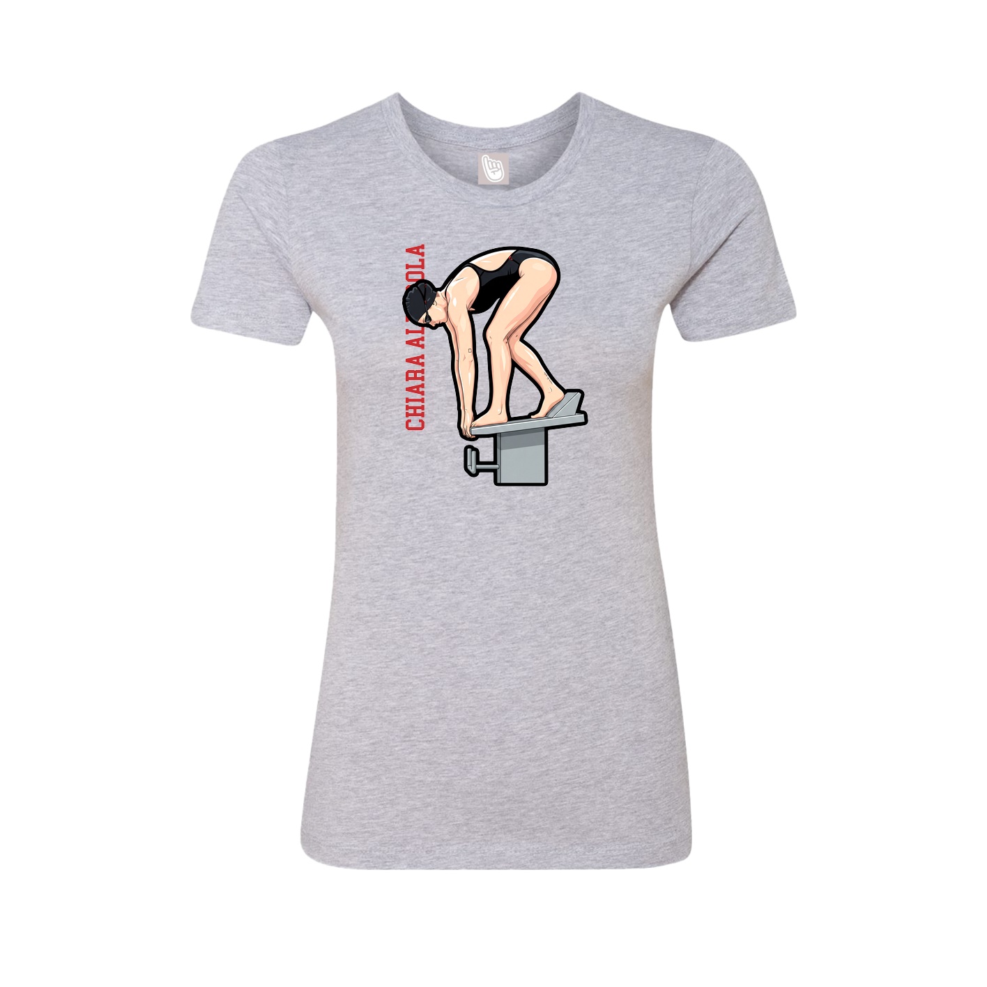 Womens Tee — Name Vertical in Grey