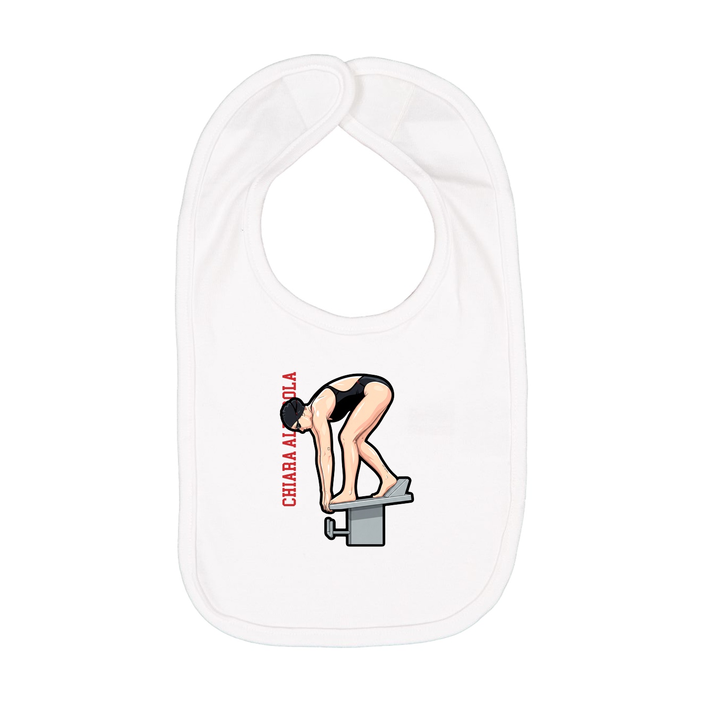 Infant Bib — Name Vertical in White
