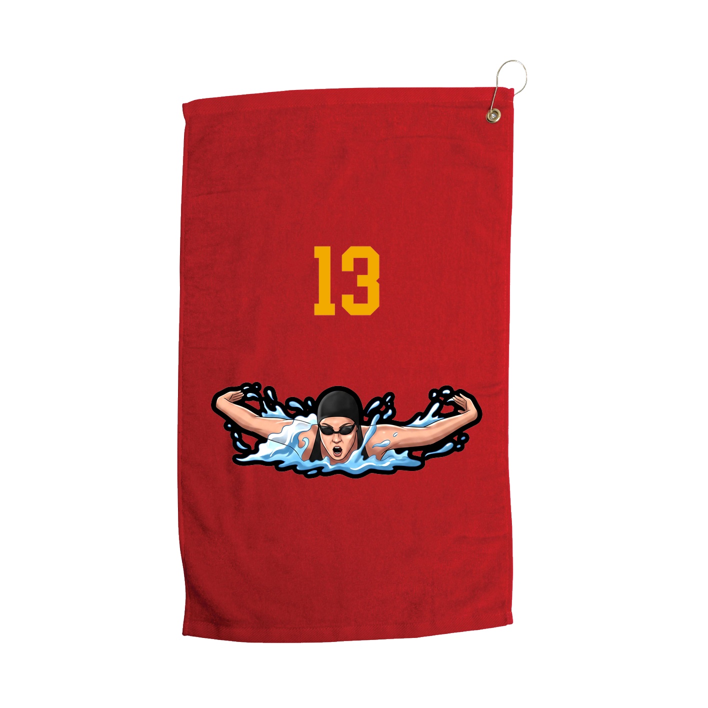 Golf Towel — Number Top in Red