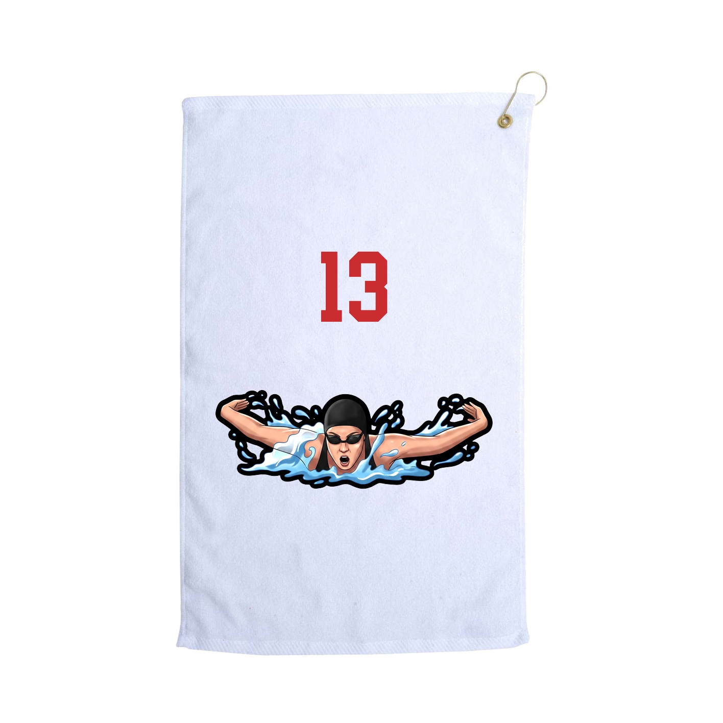 Golf Towel — Number Top in White