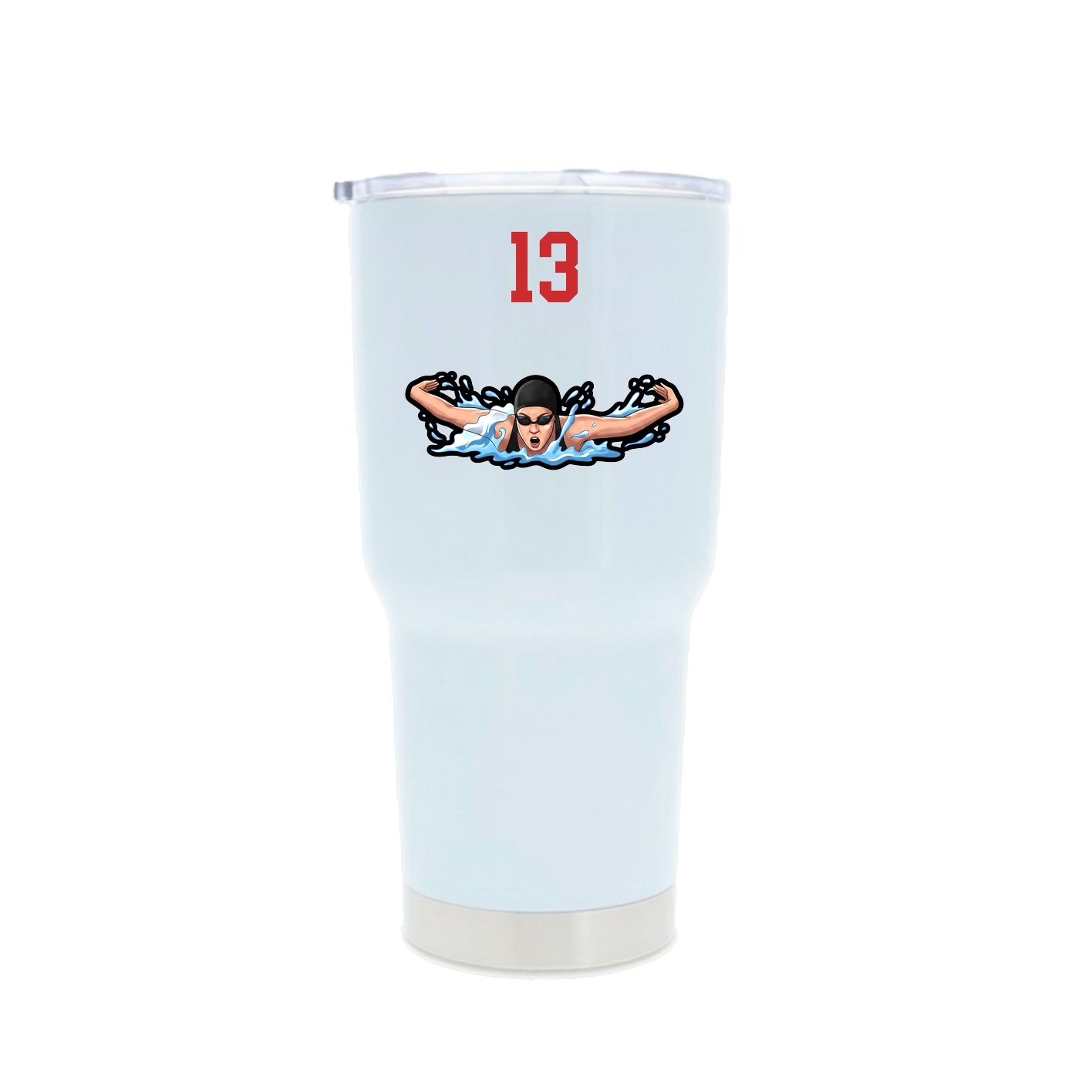 30oz Stainless Steel Tumbler — Number Top in White