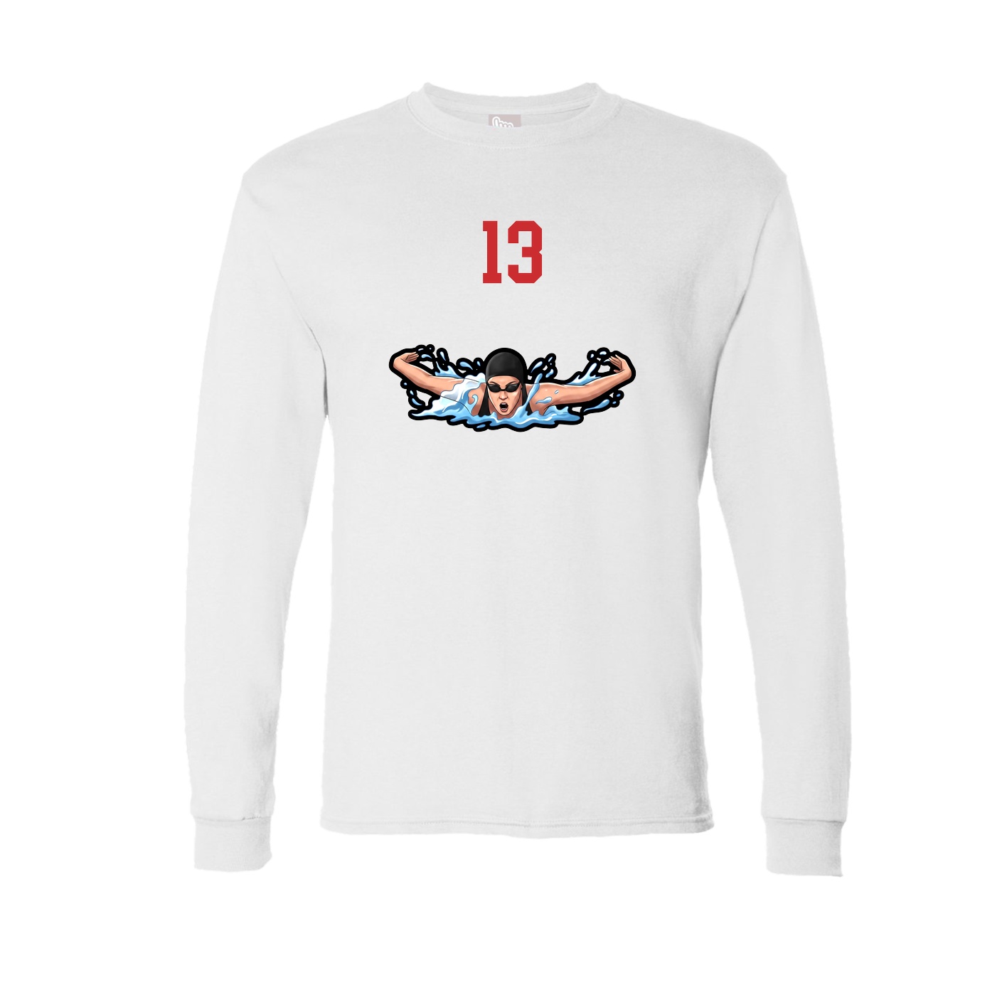 Long Sleeve Tee — Number Top in White