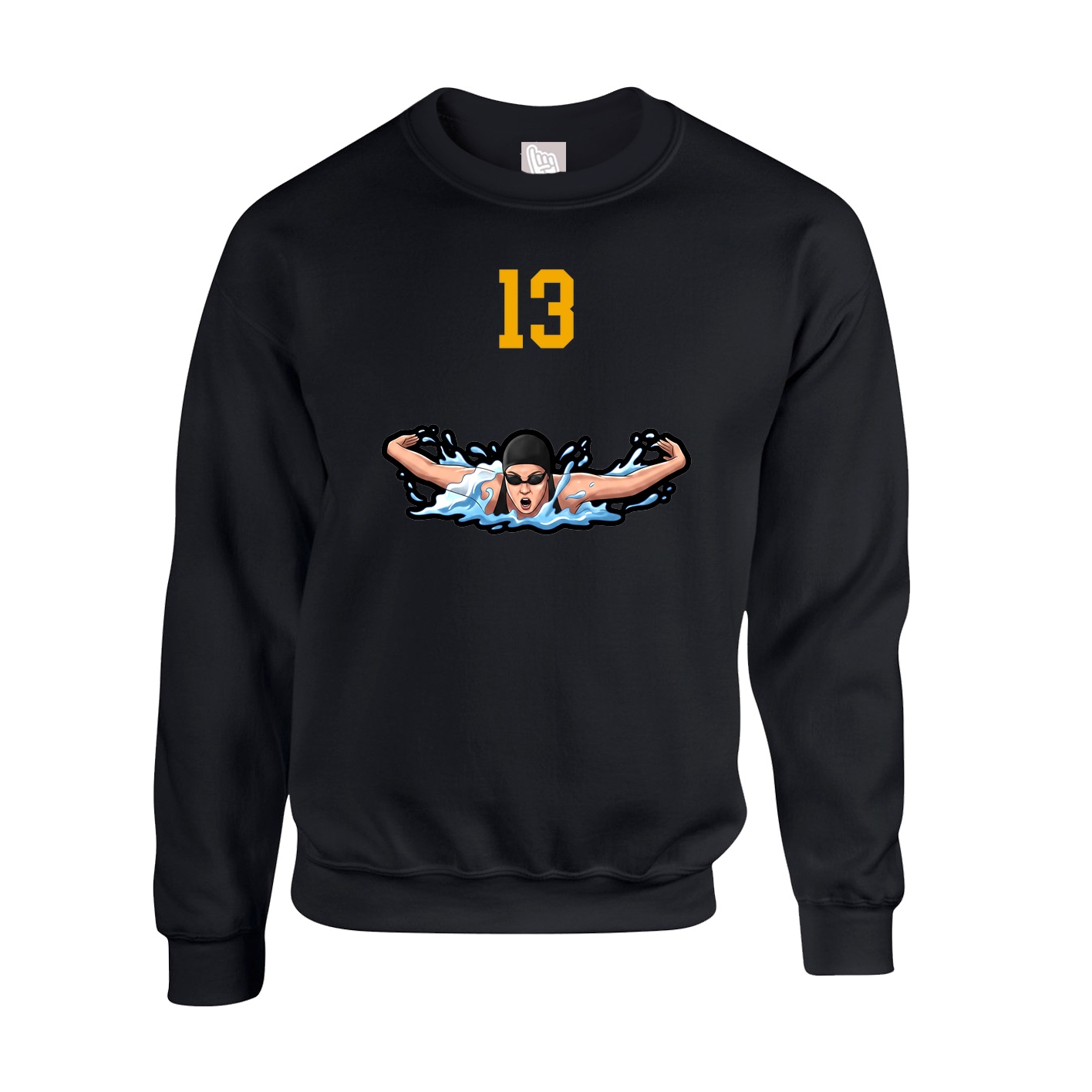 Fleece Crew — Number Top in Black