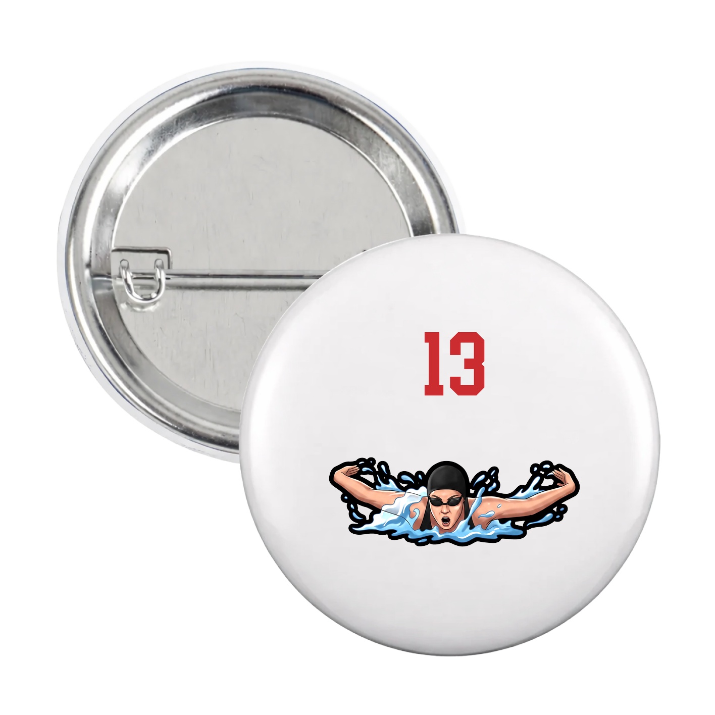 Game Day Button — Number Top in White