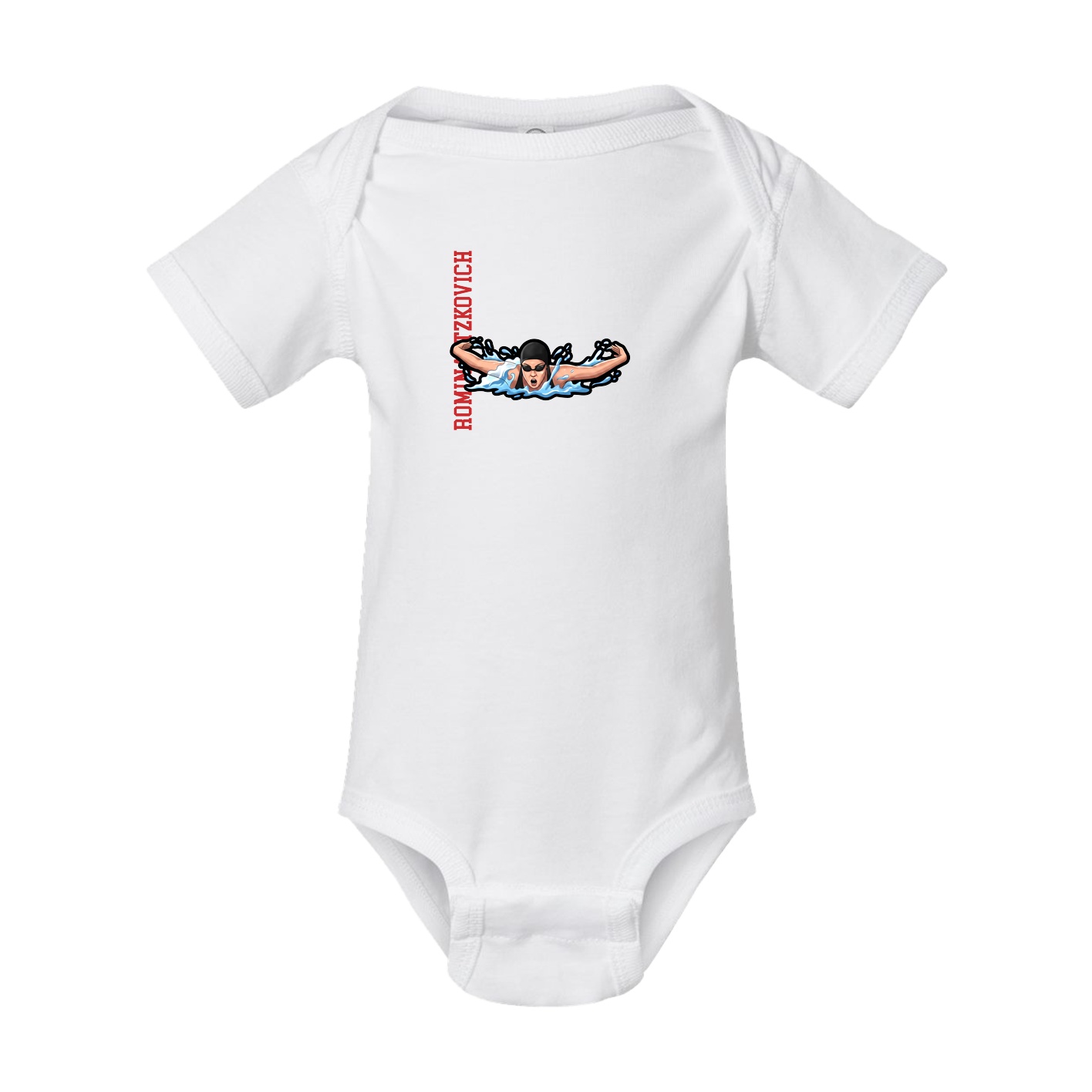 Baby Onesie — Name Vertical in White