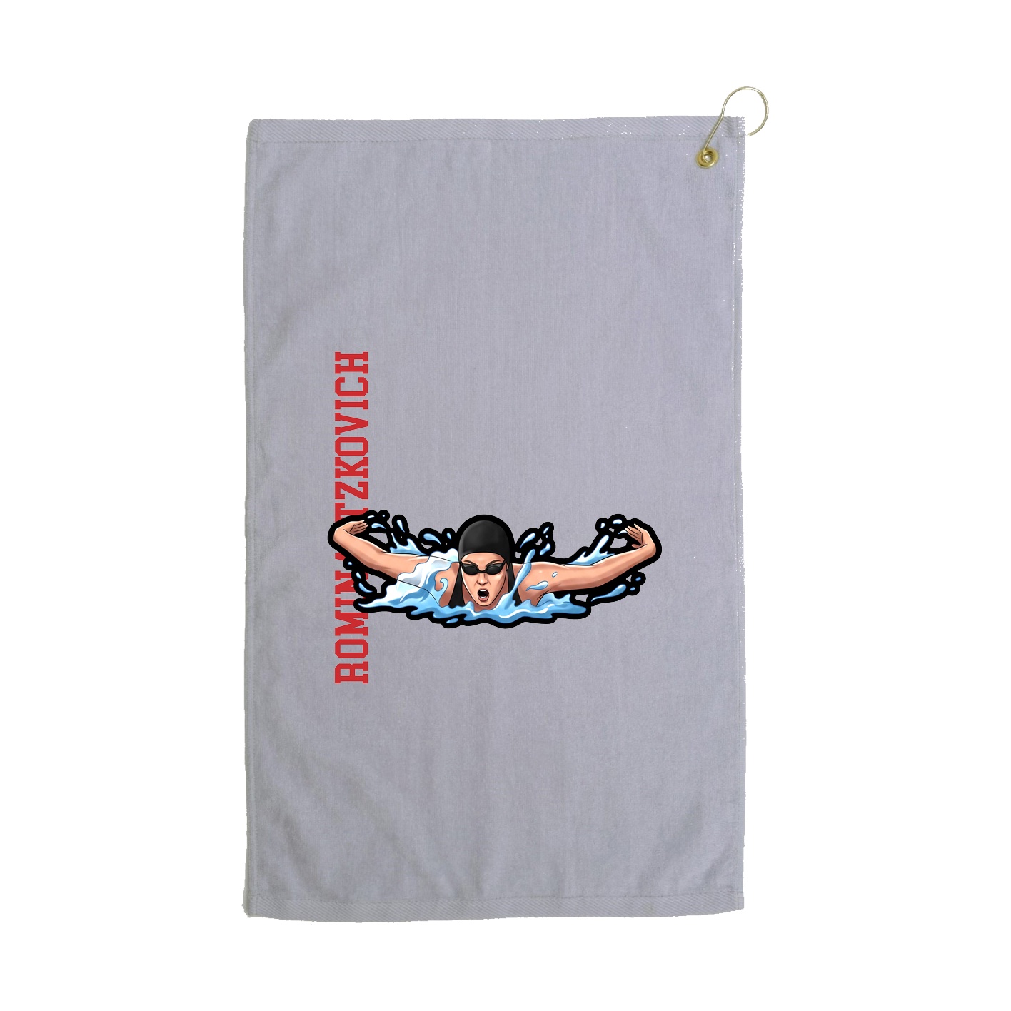 Golf Towel — Name Vertical in Grey