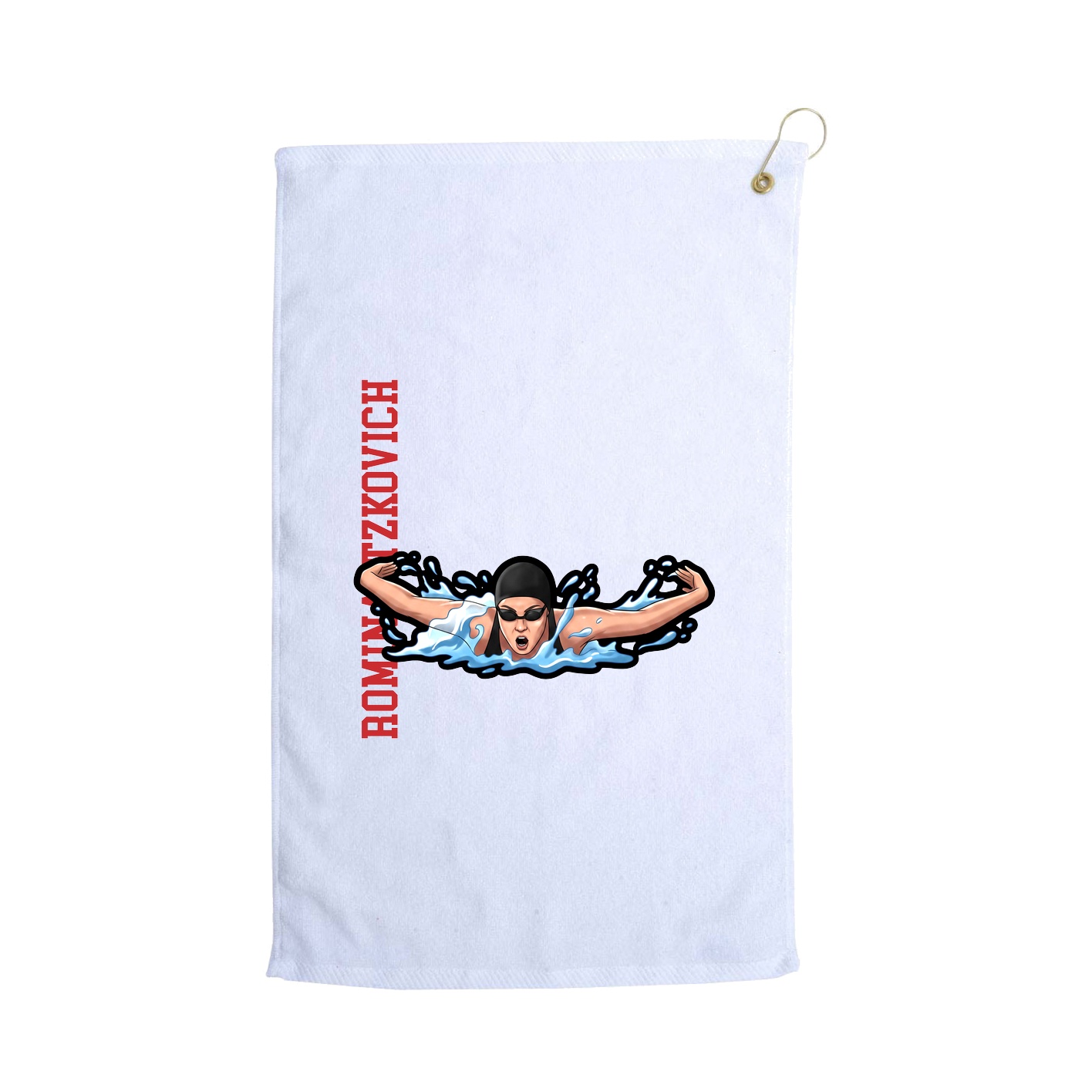 Golf Towel — Name Vertical in White